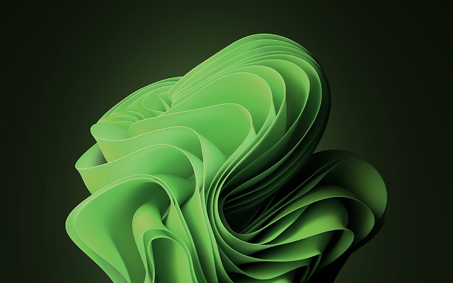 Abstract Green 3D Ribbon Sculpture on Dark Background HD wallpaper
