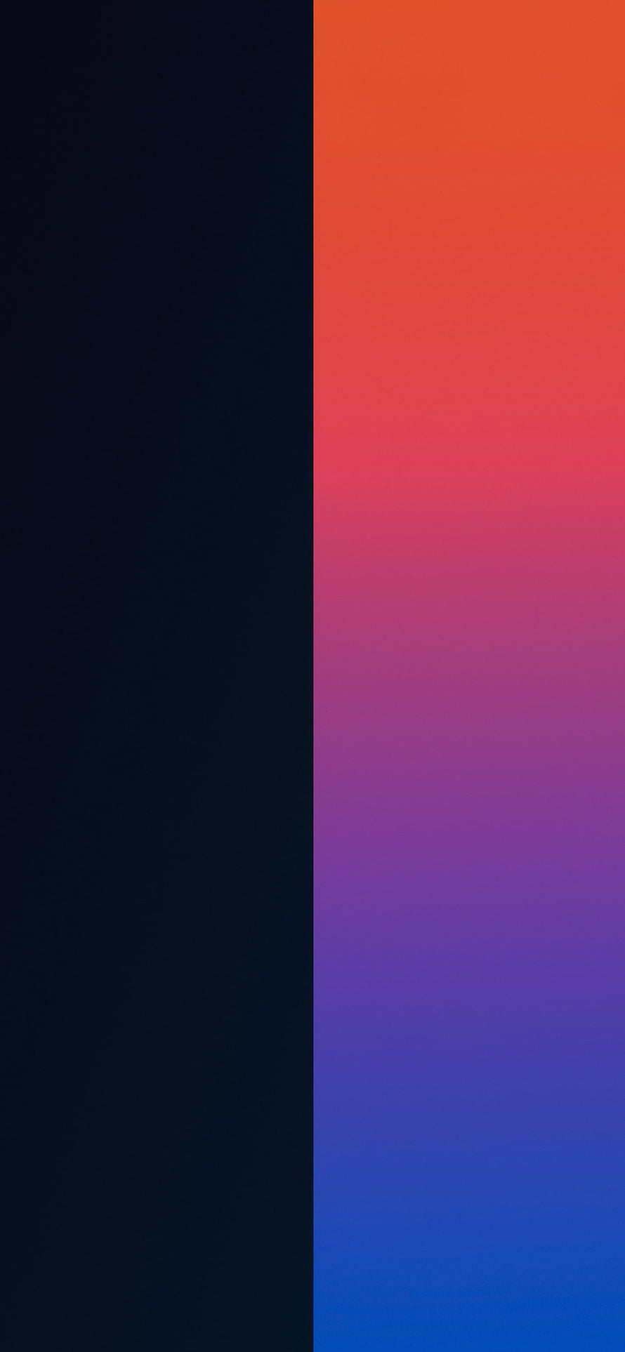 Minimalist Split Color Gradient Wallpaper with Dark Navy and Vibrant Sunset Hues HD phone wallpaper
