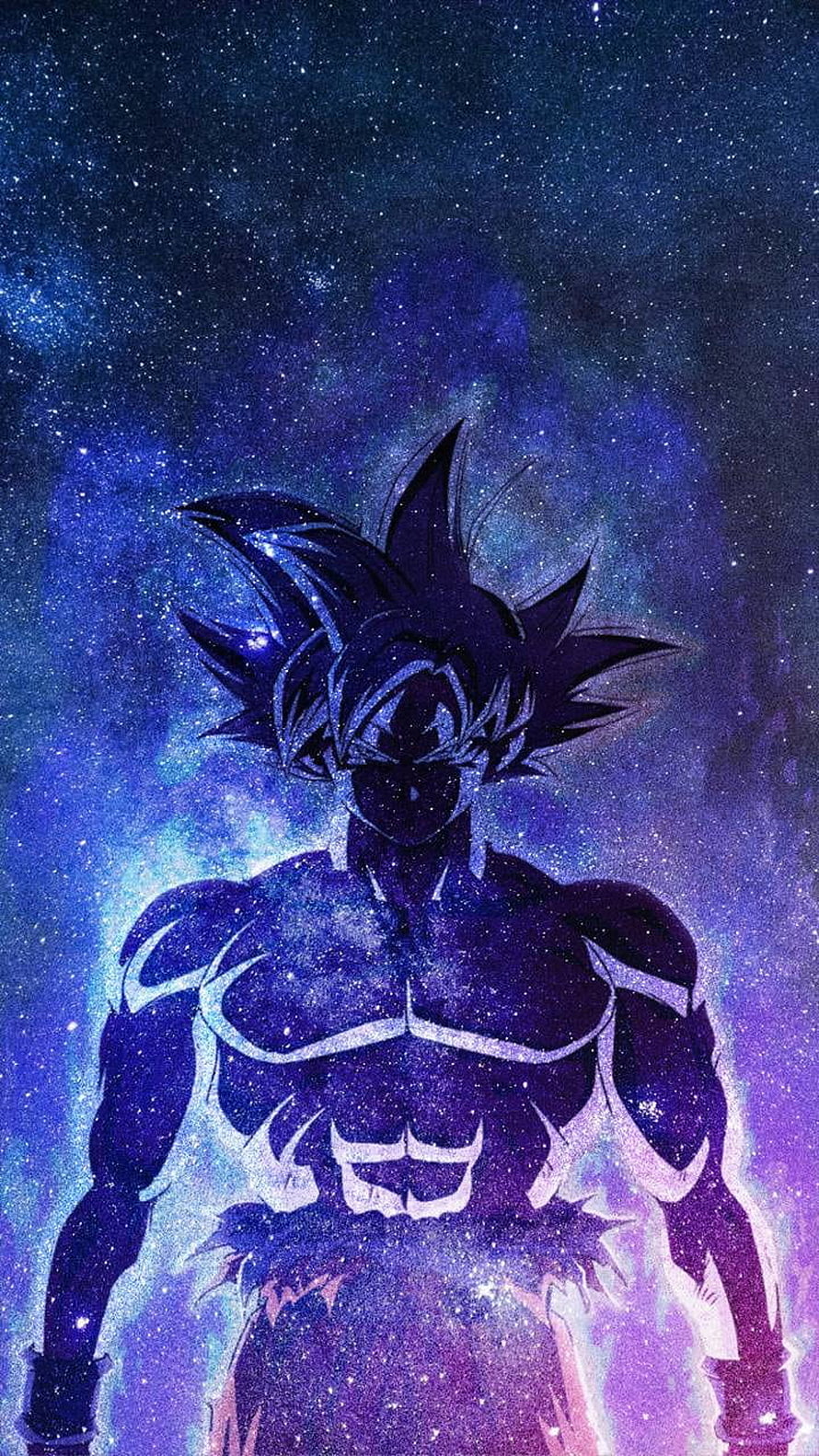 Goku and Gogeta Silhouettes Against a Cosmic Galaxy Background HD phone wallpaper