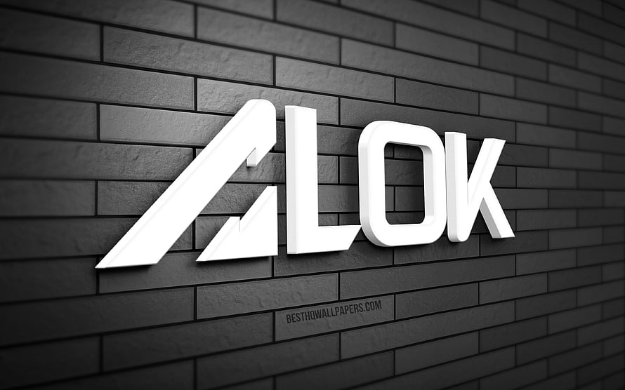 DJ Alok 3D White Logo on Dark Gray Brick Wall HD wallpaper