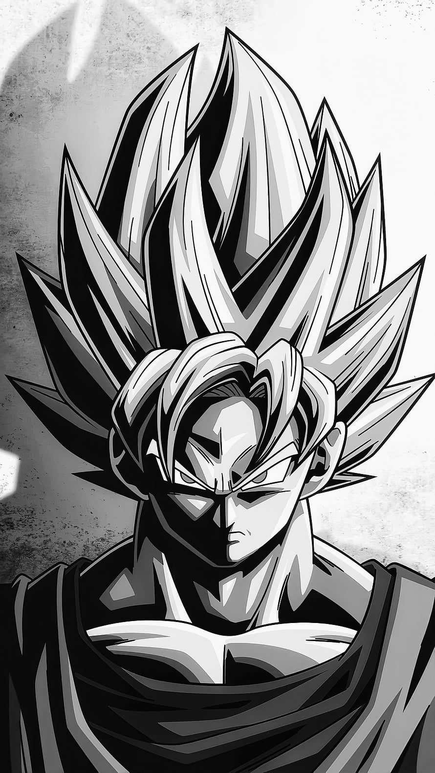 Goku Black and White Anime Portrait with Spiky Hair and Intense Expression HD phone wallpaper
