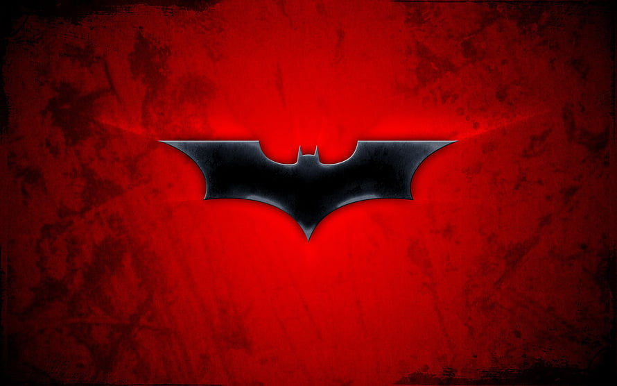 Gotham Dark Knight Batman Emblem on Grungy Crimson Background HD wallpaper