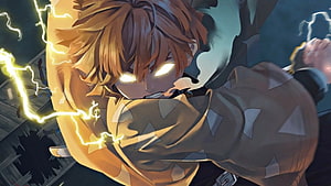 Anime Character With Glowing Eyes And Electric Energy HD wallpaper