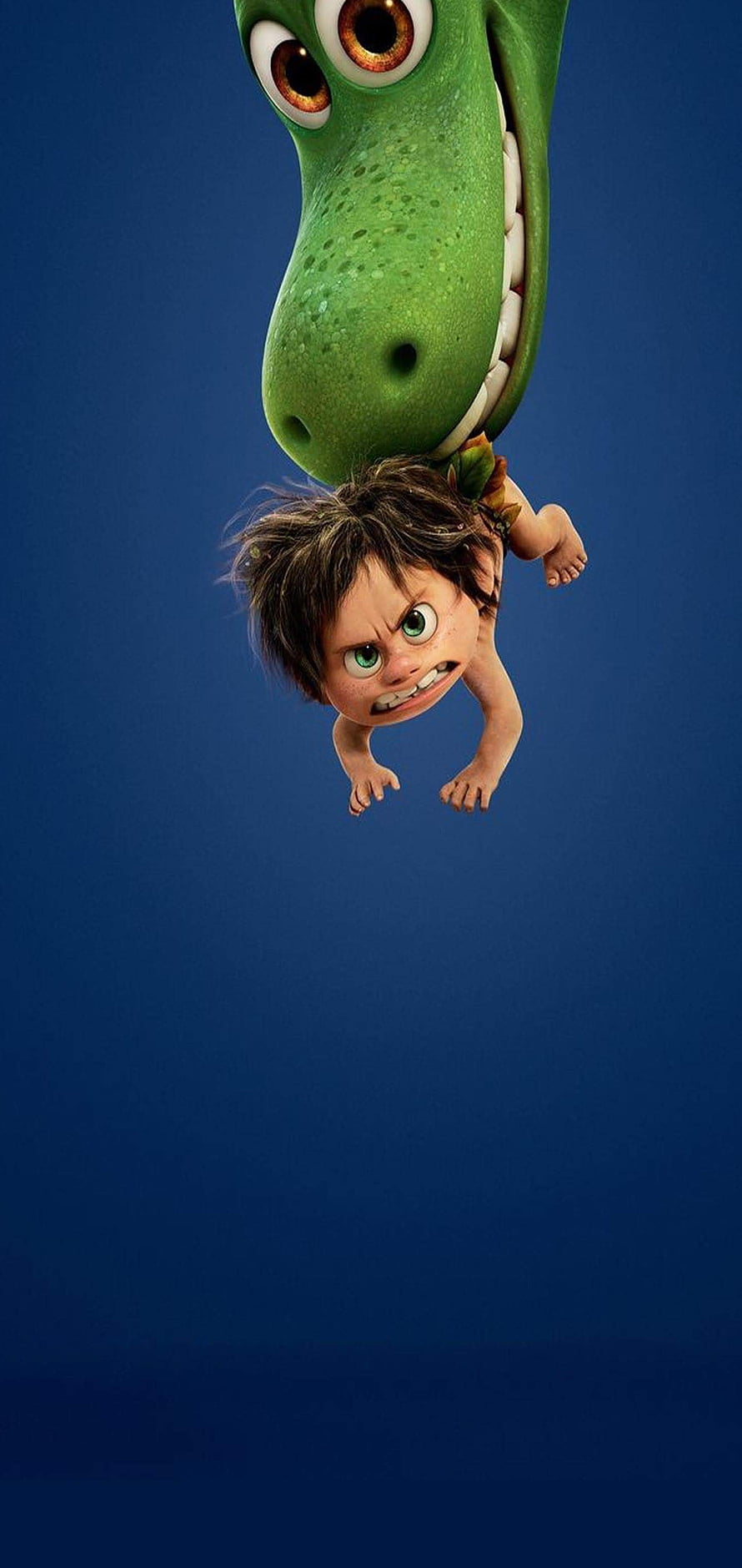The Croods 2 Animated Scene with Guy and a Green Dinosaur Hanging Upside Down HD phone wallpaper