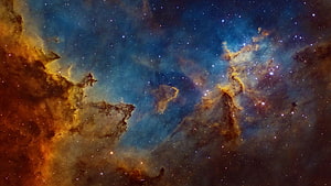 Carina Nebula Deep Space Astrophotography with Vibrant Blue and Orange Gas Clouds HD wallpaper