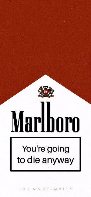 Marlboro Cigarette Pack with Health Warning on Red and White Background HD phone wallpaper