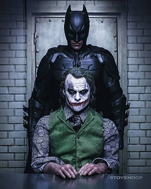 Batman and The Joker Collectible Figure Display in Dark Interrogation Room Setting, Batman & The Dark Knights of Gotham. Batman joker , Batman joker, Batman vs joker HD phone wallpaper