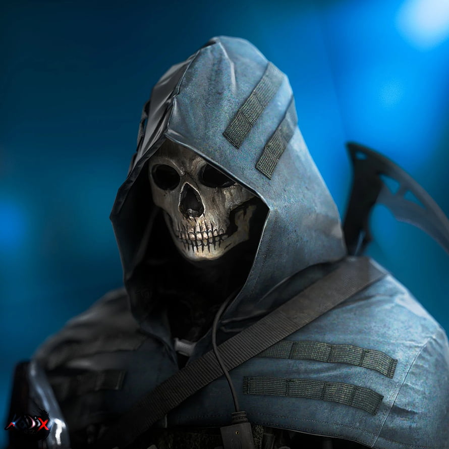 Ghost Azrael Skull Hooded Soldier Portrait from Call of Duty HD phone wallpaper