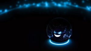 Gengar Pokemon Ghost Type Character in Glowing Blue Orb with Dark Background HD wallpaper
