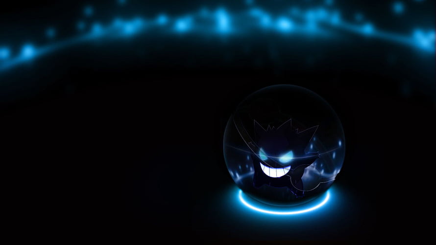 Gengar Pokemon Ghost Type Character in Glowing Blue Orb with Dark Background HD wallpaper