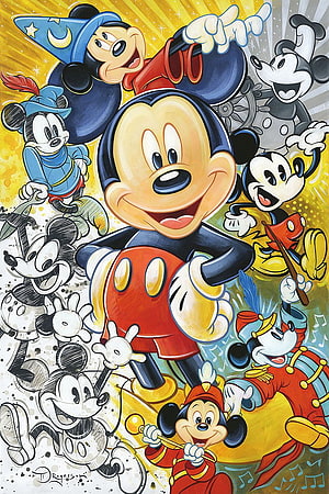 Mickey Mouse Evolution Artwork by Tim Rogerson Featuring Classic Disney Character Designs HD phone wallpaper