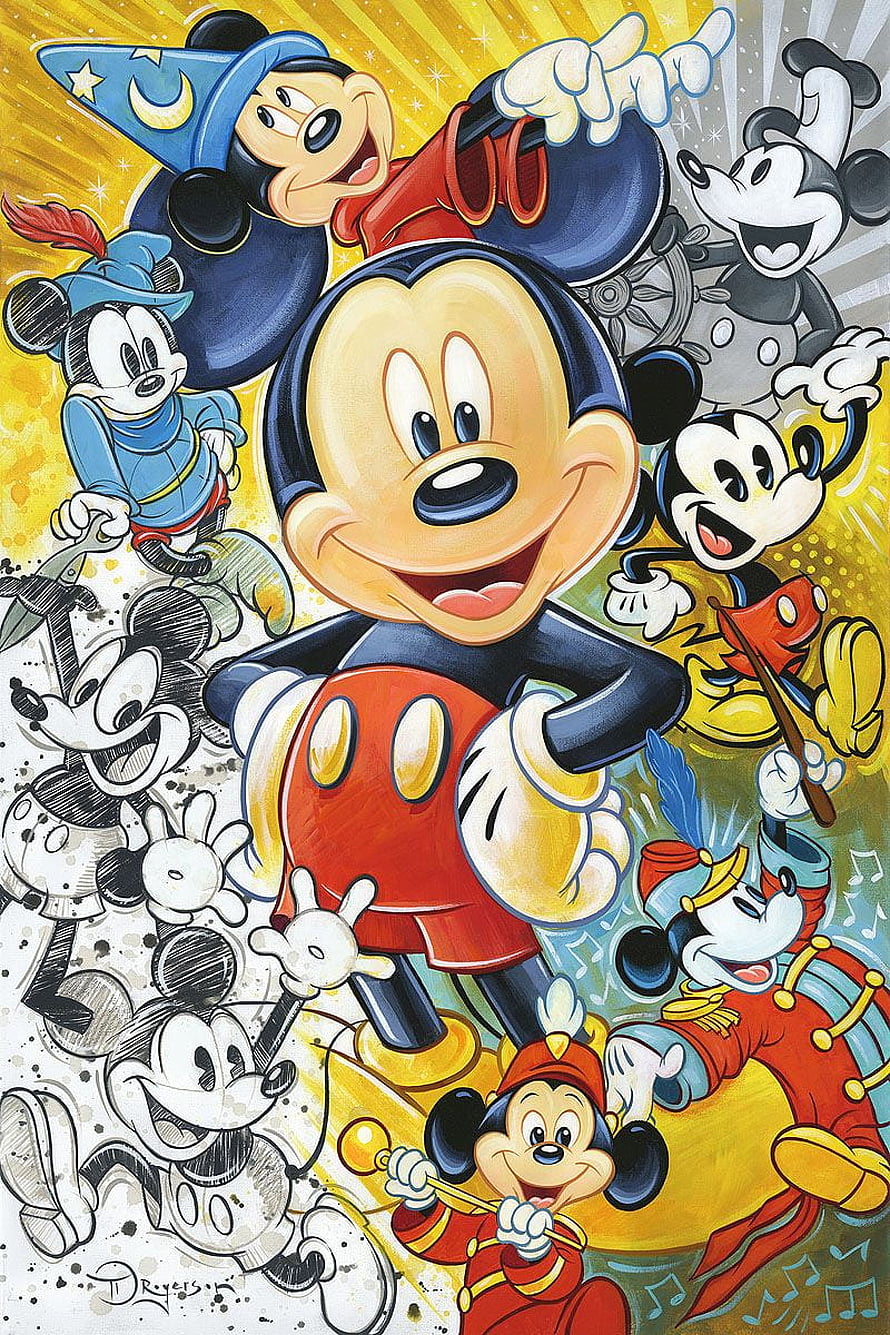 Mickey Mouse Evolution Artwork by Tim Rogerson Featuring Classic Disney Character Designs HD phone wallpaper