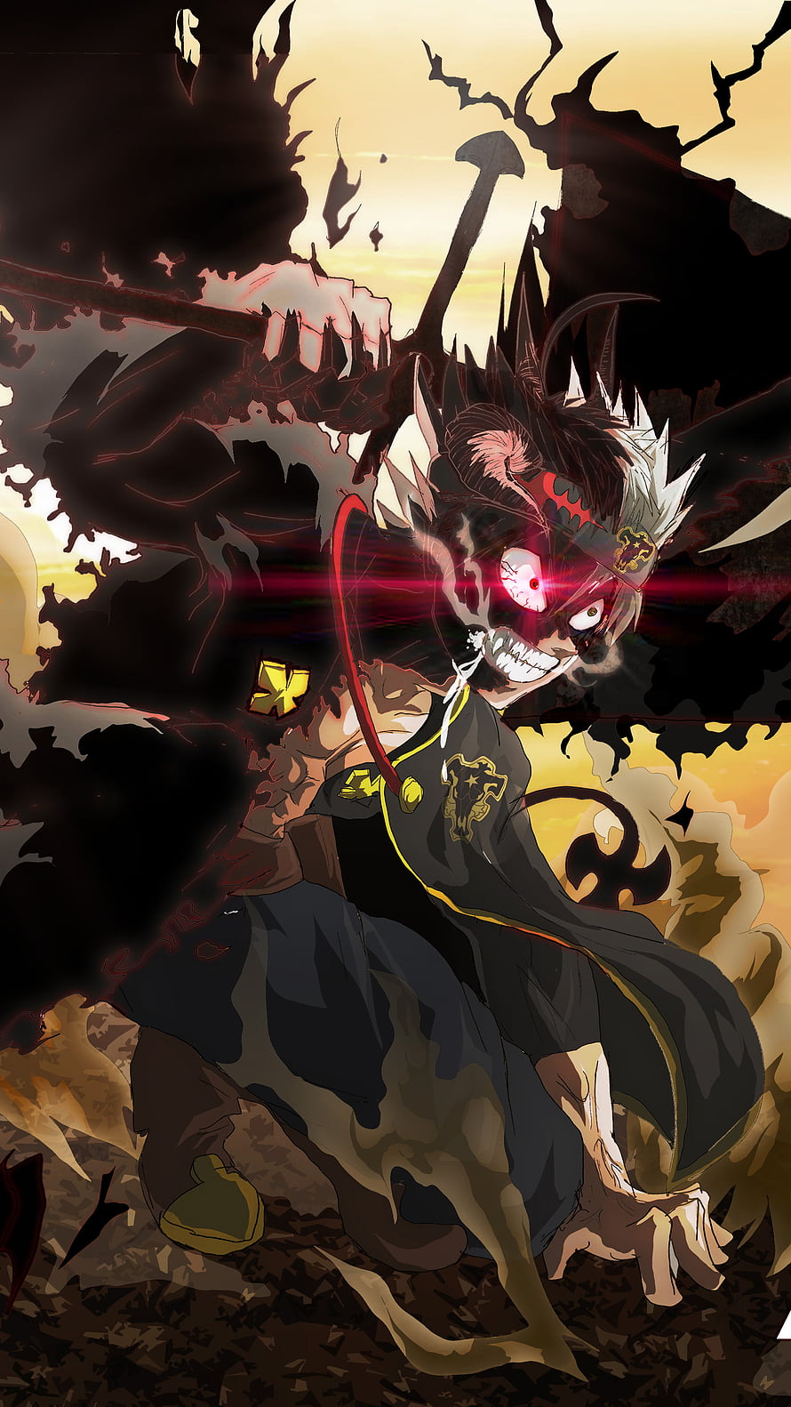 Asta Black Clover Dark Demon Form Anime Illustration HD phone wallpaper