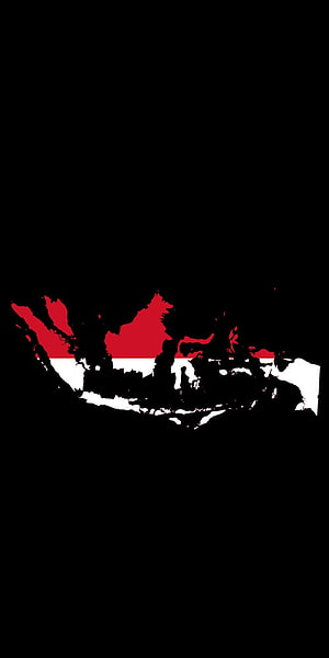 Minimalist Map of Indonesia Filled with National Flag Colors on Black Background HD phone wallpaper
