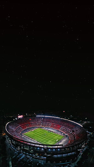 Aerial Night View of Estadio Monumental de River Plate in Buenos Aires Argentina HD phone wallpaper