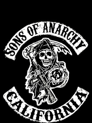 Sons of Anarchy California Chapter Skull and Reaper Emblem on Black Background HD phone wallpaper