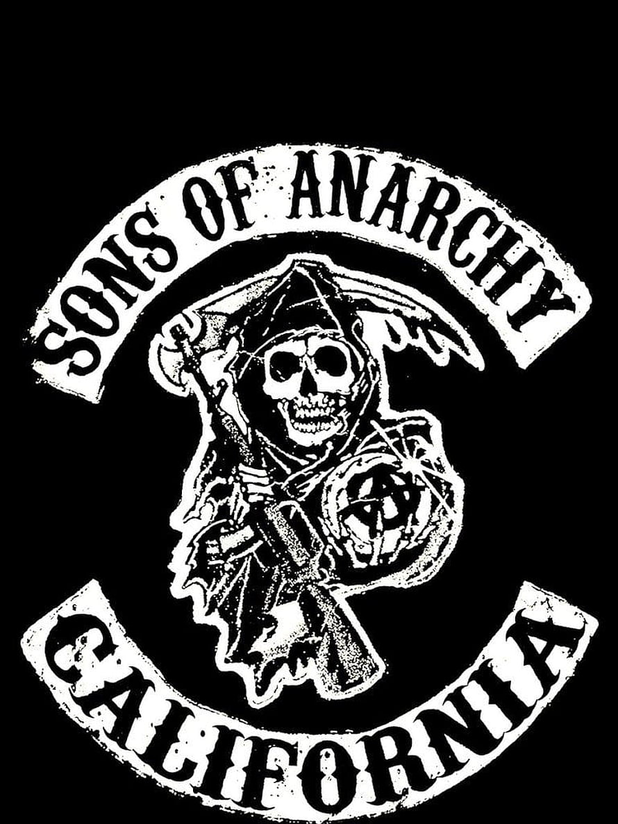 Sons of Anarchy California Chapter Skull and Reaper Emblem on Black Background HD phone wallpaper