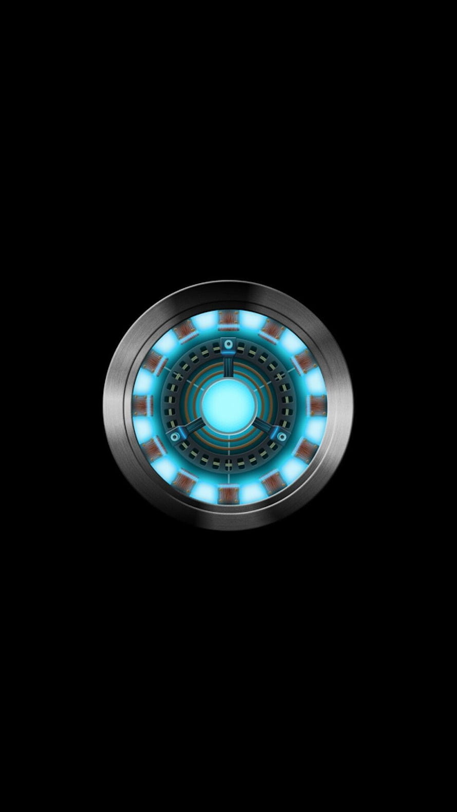 Glowing Iron Man Arc Reactor Core on Dark Green Background HD phone wallpaper
