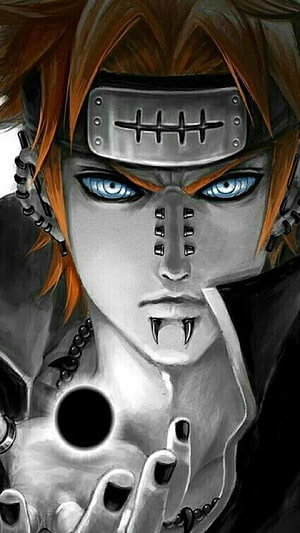 Pain from Naruto Shippuden Anime Character Portrait with Rinnegan Eyes and Black Hole HD phone wallpaper