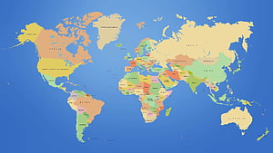 Colorful Political World Map Showing All Countries and Continents HD wallpaper