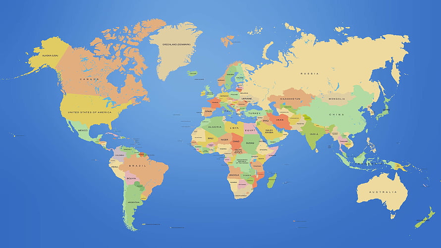 Colorful Political World Map Showing All Countries and Continents HD wallpaper