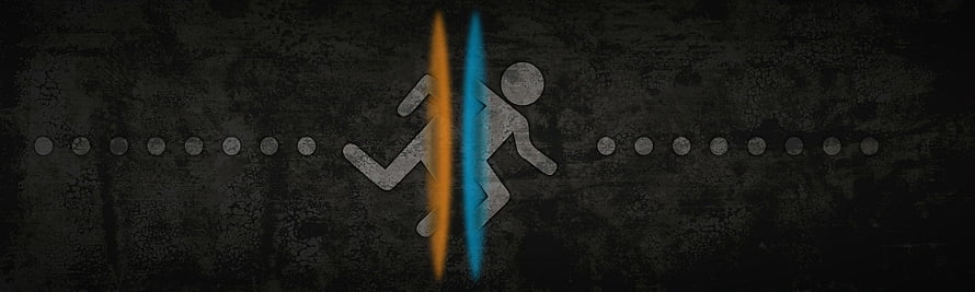 Portal Game Dual Monitor Wallpaper with Split Screen Character Icon HD wallpaper