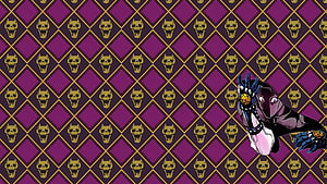 Kira Yoshikage Anime Character with Skull Pattern Background HD wallpaper