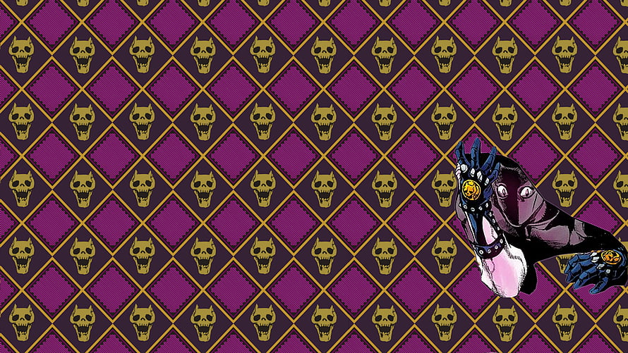 Kira Yoshikage Anime Character with Skull Pattern Background HD wallpaper