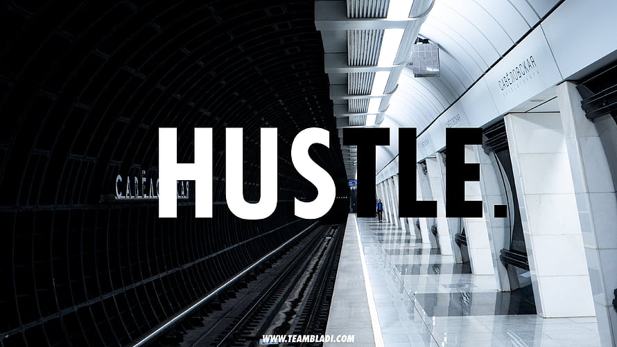 Hustle Motivational Quote Over Modern Subway Station Platform HD wallpaper