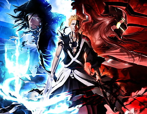 Ichigo Kurosaki and Zangetsu in Bleach Anime Artwork HD wallpaper