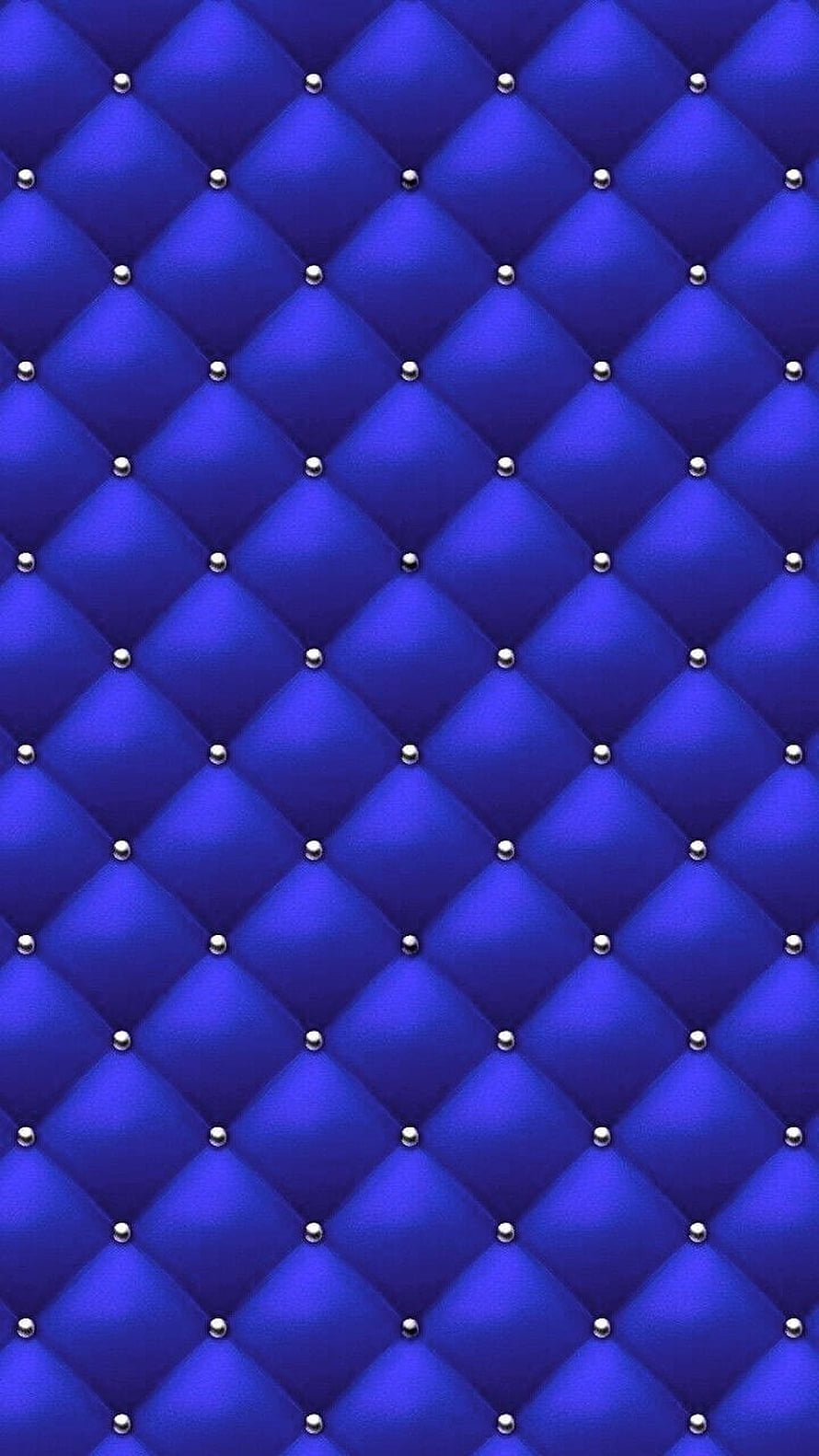 Royal Blue Diamond Tufted Leather Pattern with Silver Studs HD phone wallpaper