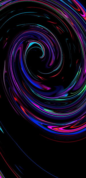 Vibrant Neon Swirl Abstract Pattern on Black Background HD phone wallpaper
