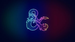 Neon Dragon Logo with Gradient Glow on Dark Background HD wallpaper