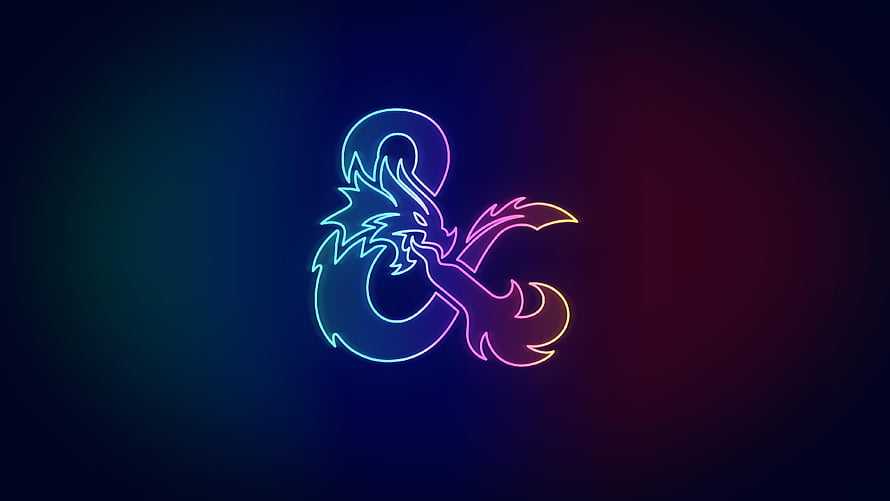 Neon Dragon Logo with Gradient Glow on Dark Background HD wallpaper