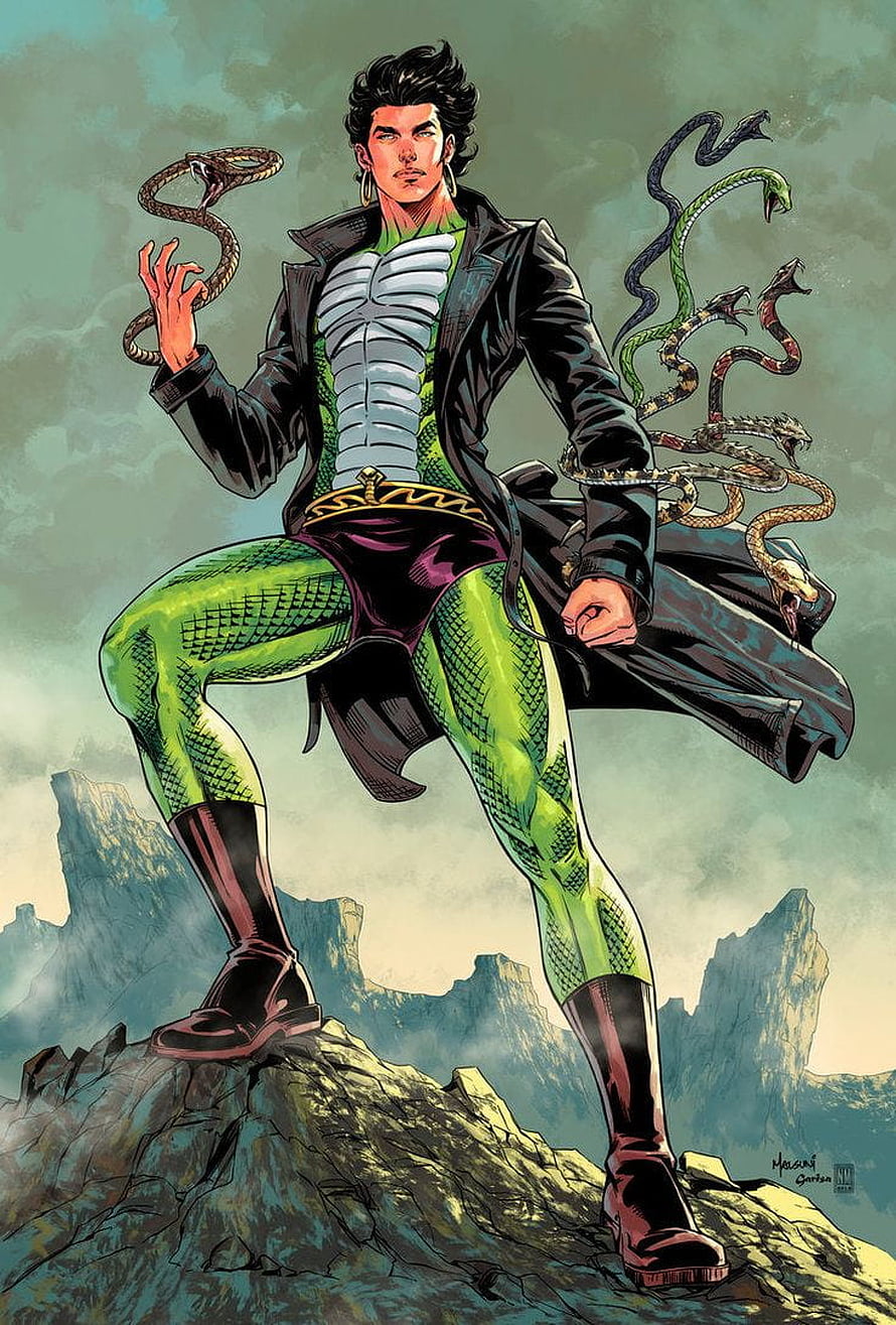 Nagraj Indian Comic Book Superhero in Green Scale Suit with Serpents HD phone wallpaper