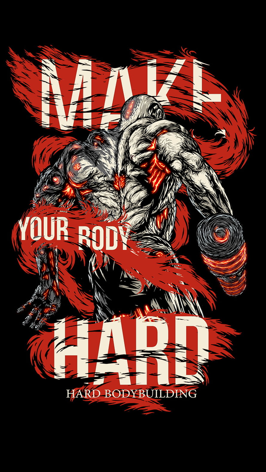 Mak Your Body Hard: Aggressive Monster Bodybuilding Motivational Art HD phone wallpaper
