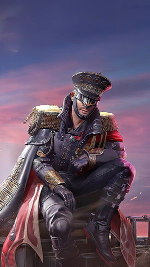 PUBG Season 17 Military Officer Character in Ornate Armor and Mask HD phone wallpaper
