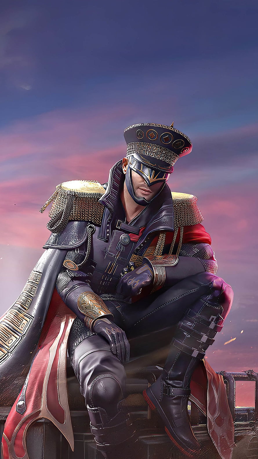 PUBG Season 17 Military Officer Character in Ornate Armor and Mask HD phone wallpaper