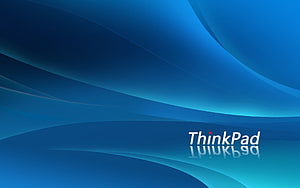 Lenovo ThinkPad Blue Abstract Wave Desktop Background with Reflection Logo HD wallpaper