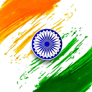 Indian Flag Brush Stroke Design With Ashoka Chakra On White Background HD phone wallpaper