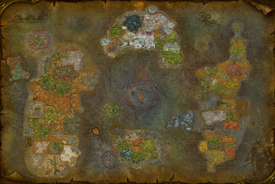 World of Warcraft Azeroth World Map on Aged Parchment HD wallpaper