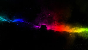 Vibrant RGB nebula with colorful cosmic gas clouds and star field in deep space HD wallpaper