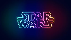 Star Wars Neon Logo with Rainbow Gradient Glow on Dark Background HD wallpaper