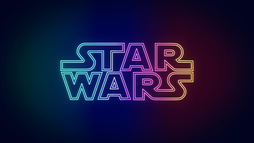 Star Wars Neon Logo with Rainbow Gradient Glow on Dark Background HD wallpaper