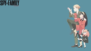 Spy x Family Forger Family Group Illustration on Teal Background HD wallpaper