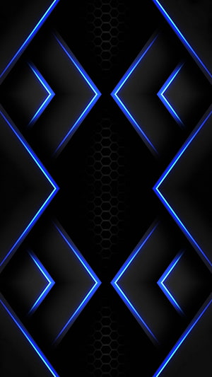 Electric Blue Geometric Neon Pattern on Dark Black Background HD phone wallpaper