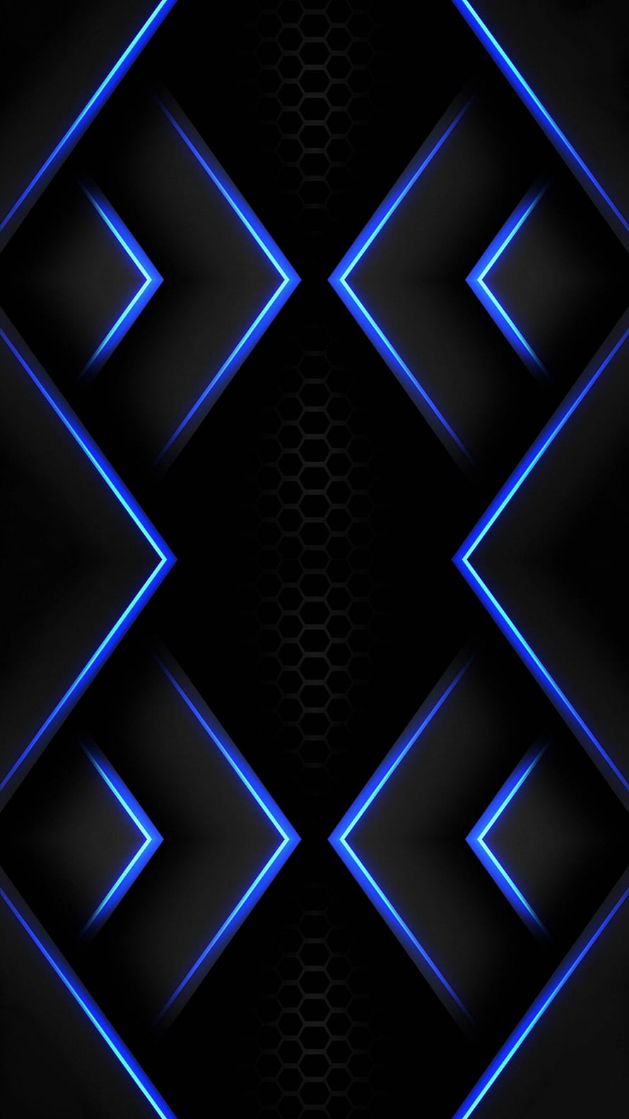 Electric Blue Geometric Neon Pattern on Dark Black Background HD phone wallpaper