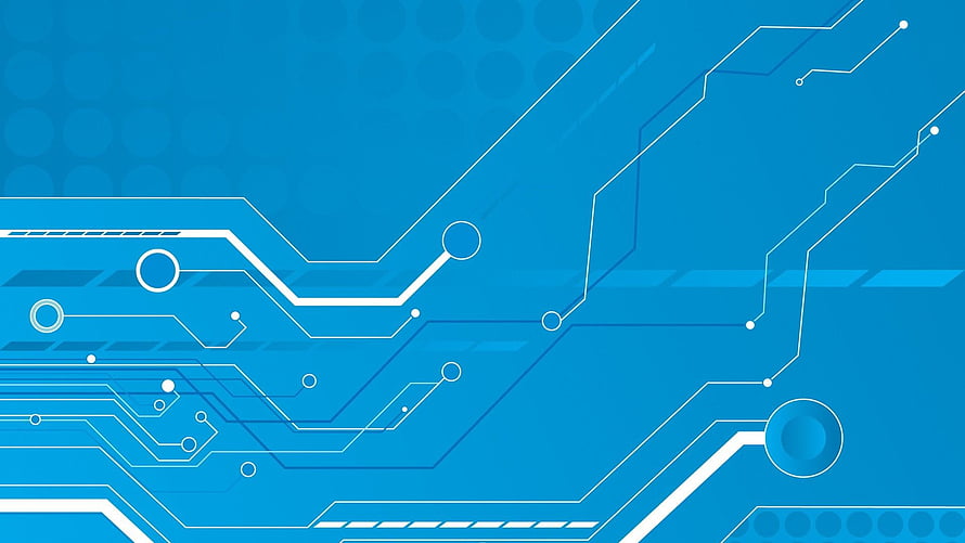 Abstract Blue Circuit Board Pattern with White Traces and Nodes for Tech Backgrounds HD wallpaper