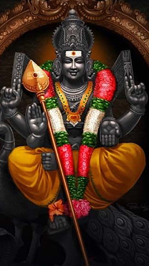 Murugan Kartikeya Digital Art with Vel and Flower Garland HD phone wallpaper