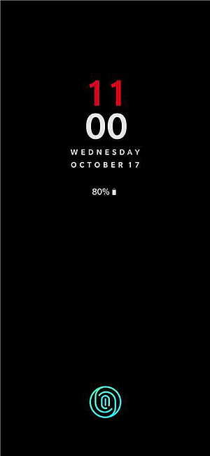 Minimalist Black Phone Lock Screen with Red Digital Clock and Cyan Fingerprint Icon HD phone wallpaper